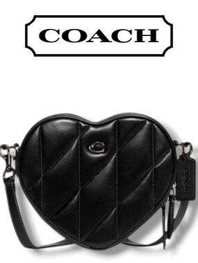 COACH Black Quilted Heart Crossbody Bag - RETAIL- NEW- FULL INCLUSION - READ